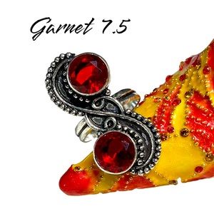 Faux Garnet boho/ethnic and sterling ring -ethnic feel